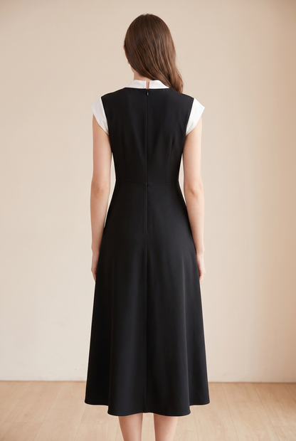 Robe midi à encolure carrée pour femme avec nœud contrastant 3