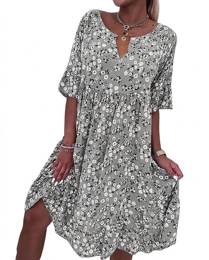 Robe midi à imprimé floral pour femme avec col en V 2