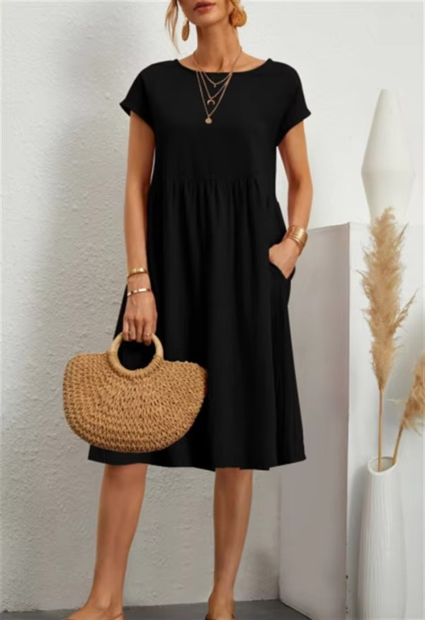 Robe Midi Femme Manches Courtes-Gigié