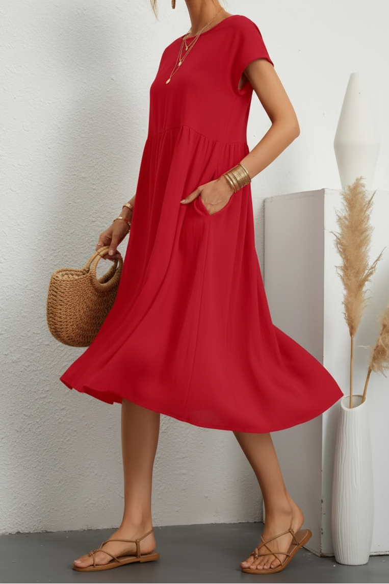 Robe Midi Femme Manches Courtes-Gigié