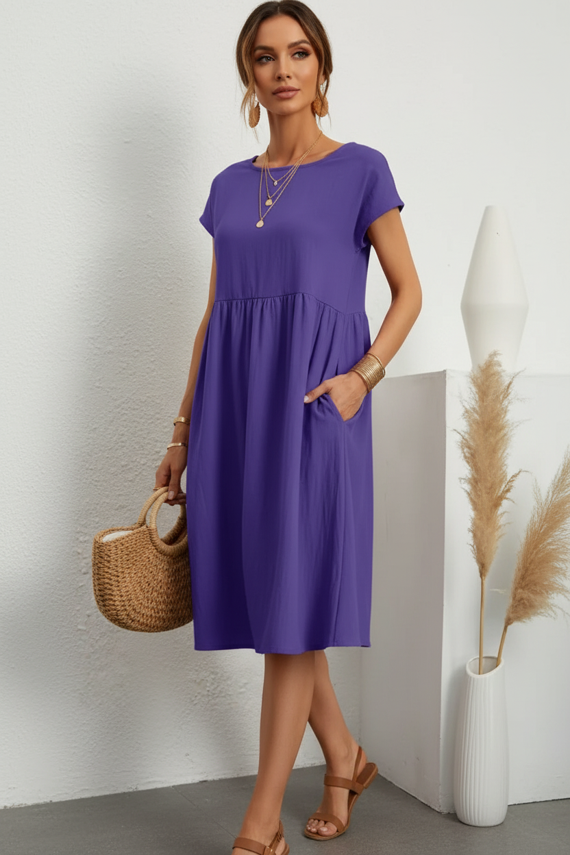 Robe Midi Femme Manches Courtes-Gigié