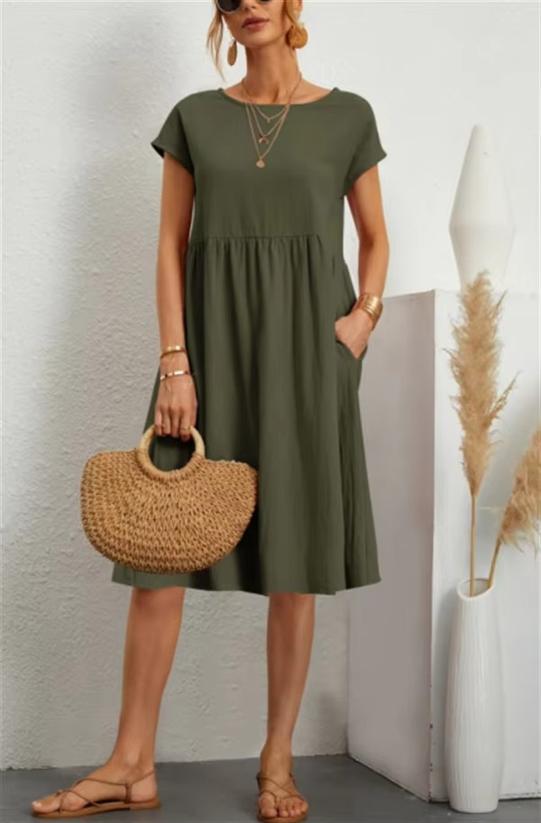 Robe Midi Femme Manches Courtes-Gigié