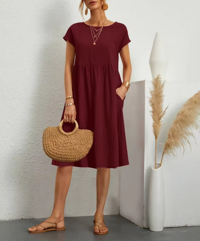 Robe Midi Femme Manches Courtes-Gigié