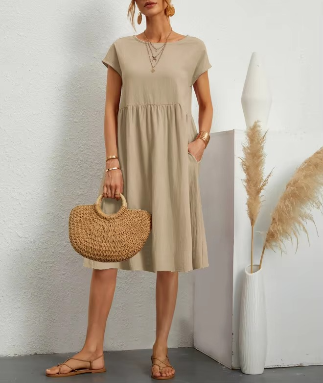 Robe Midi Femme Manches Courtes-Gigié