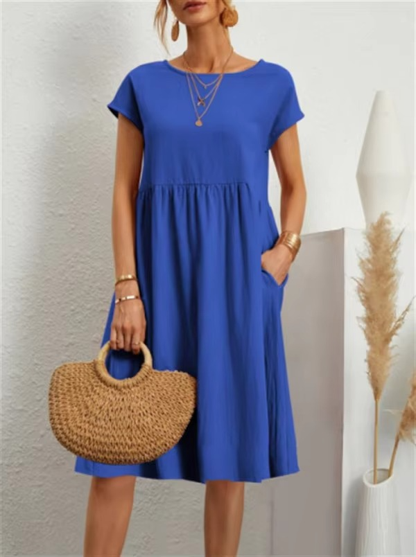 Robe Midi Femme Manches Courtes-Gigié