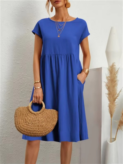 Robe Midi Femme Manches Courtes-Gigié