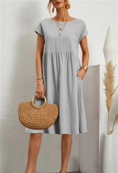 Robe Midi Femme Manches Courtes-Gigié