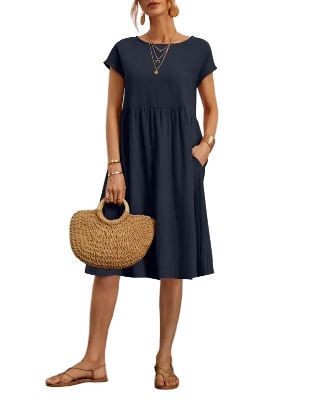 Robe Midi Femme Manches Courtes-Gigié