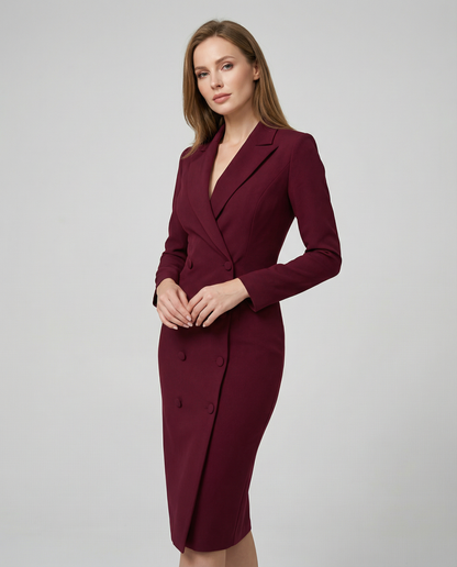 Robe midi femme avec col à revers et fermeture boutonnée-Midi Dress-Gigié
