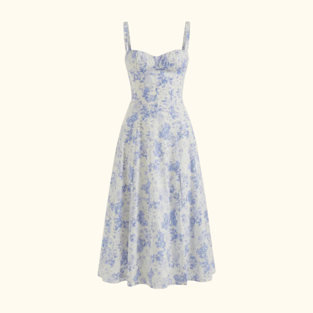 Robe midi femme avec décolleté cœur et bretelles-Midi Dress-Gigié