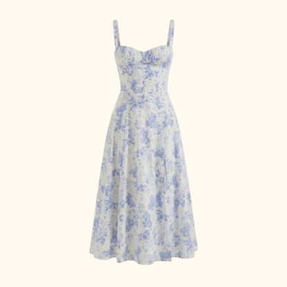 Robe midi femme avec décolleté cœur et bretelles-Midi Dress-Gigié