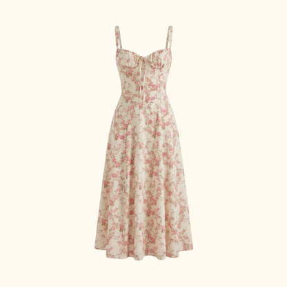 Robe midi femme avec décolleté cœur et bretelles-Midi Dress-Gigié