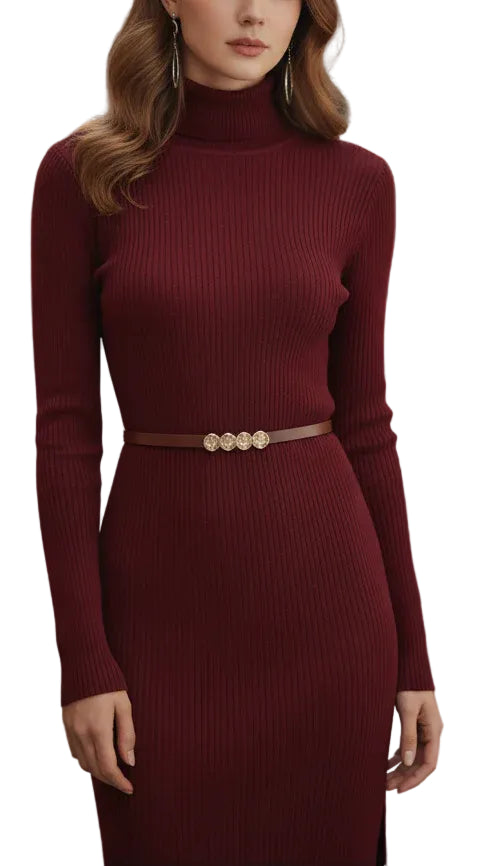 Robe Midi Femme Hiver Manches Longues-Gigié