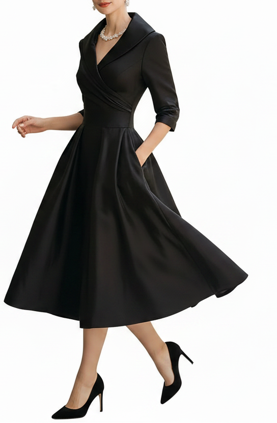 Robe midi pour femme avec corsage croisé-Midi Dress-Gigié