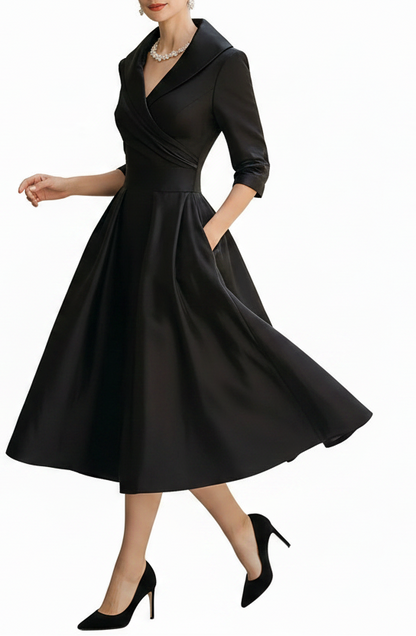 Robe midi pour femme avec corsage croisé-Midi Dress-Gigié