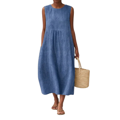 Robe midi sans manches pour femme avec broderie anglaise 2