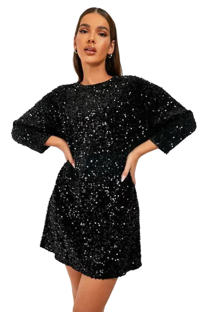 Robe mini pour femmes à manches longues avec dos ouvert et nœud-Mini Dress-Gigié