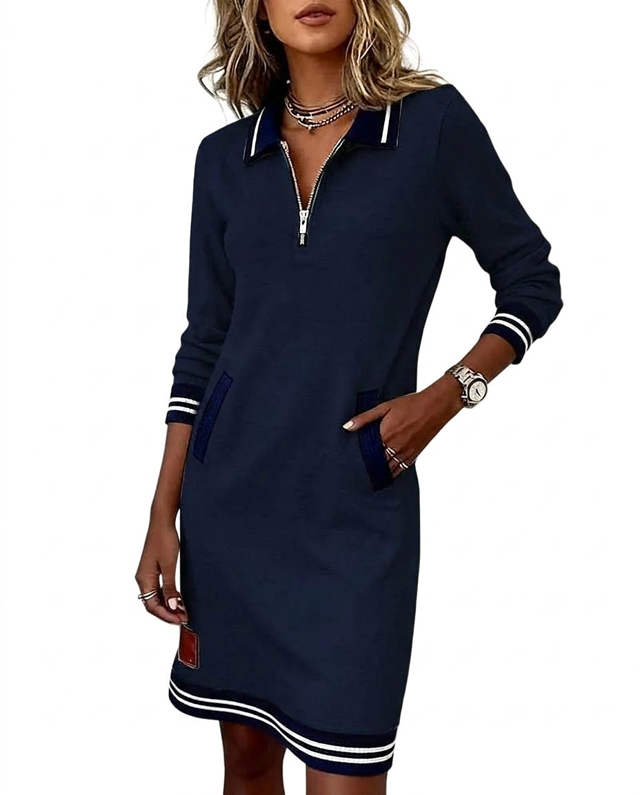 Robe polo à manches longues pour femme avec fermeture éclair 1