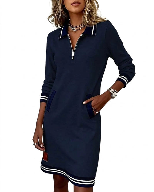 Robe polo à manches longues pour femme avec fermeture éclair 1
