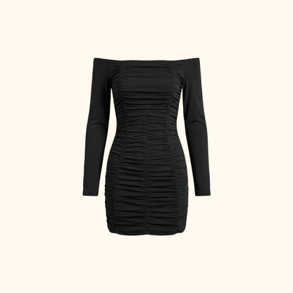 Robe pour femme mini à encolure bardot et manches longues | imported-image-5