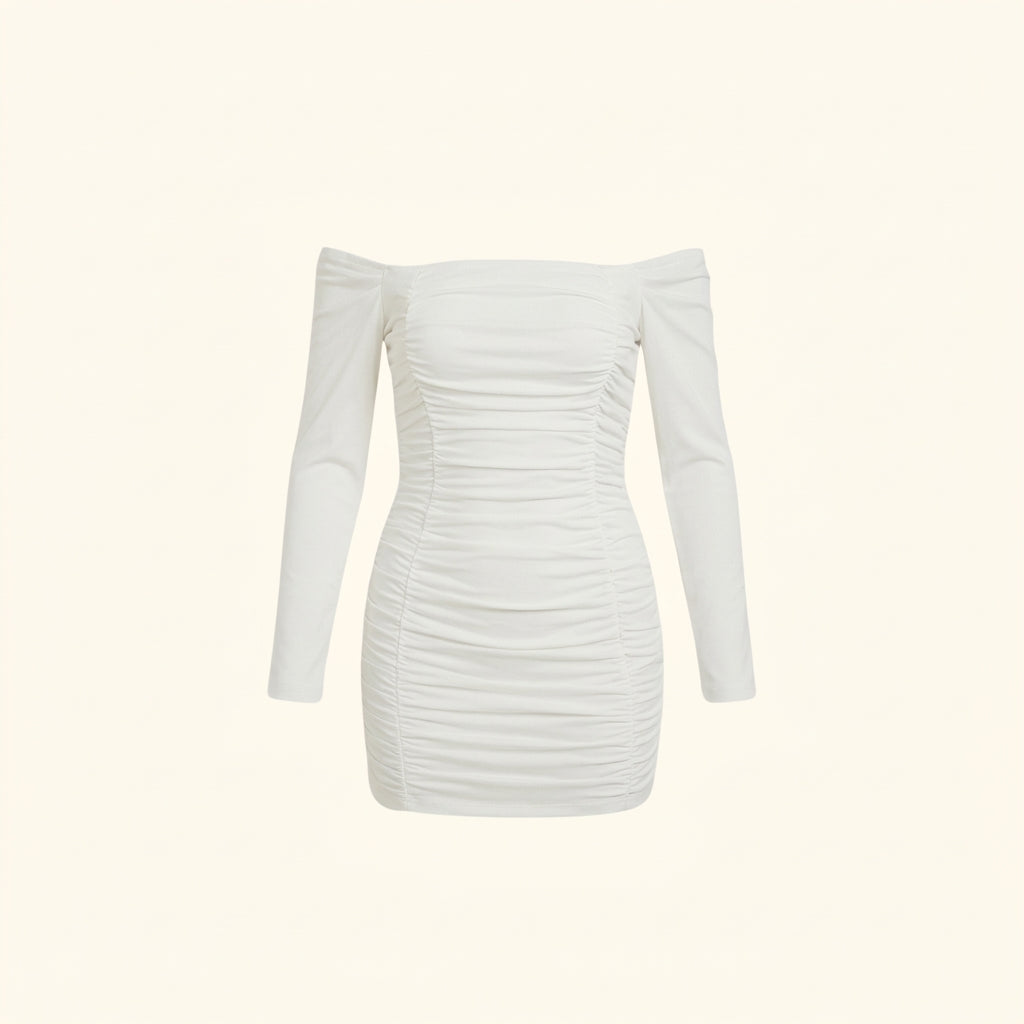 Robe pour femme mini à encolure bardot et manches longues | imported-image-8