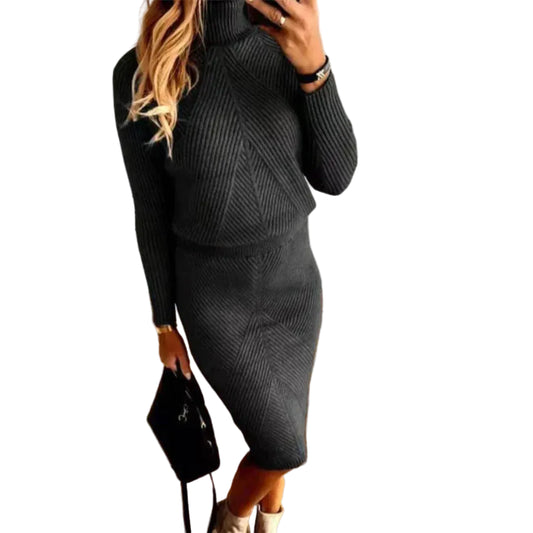 Robe Pull Femme Midi Manches Longues-Gigié