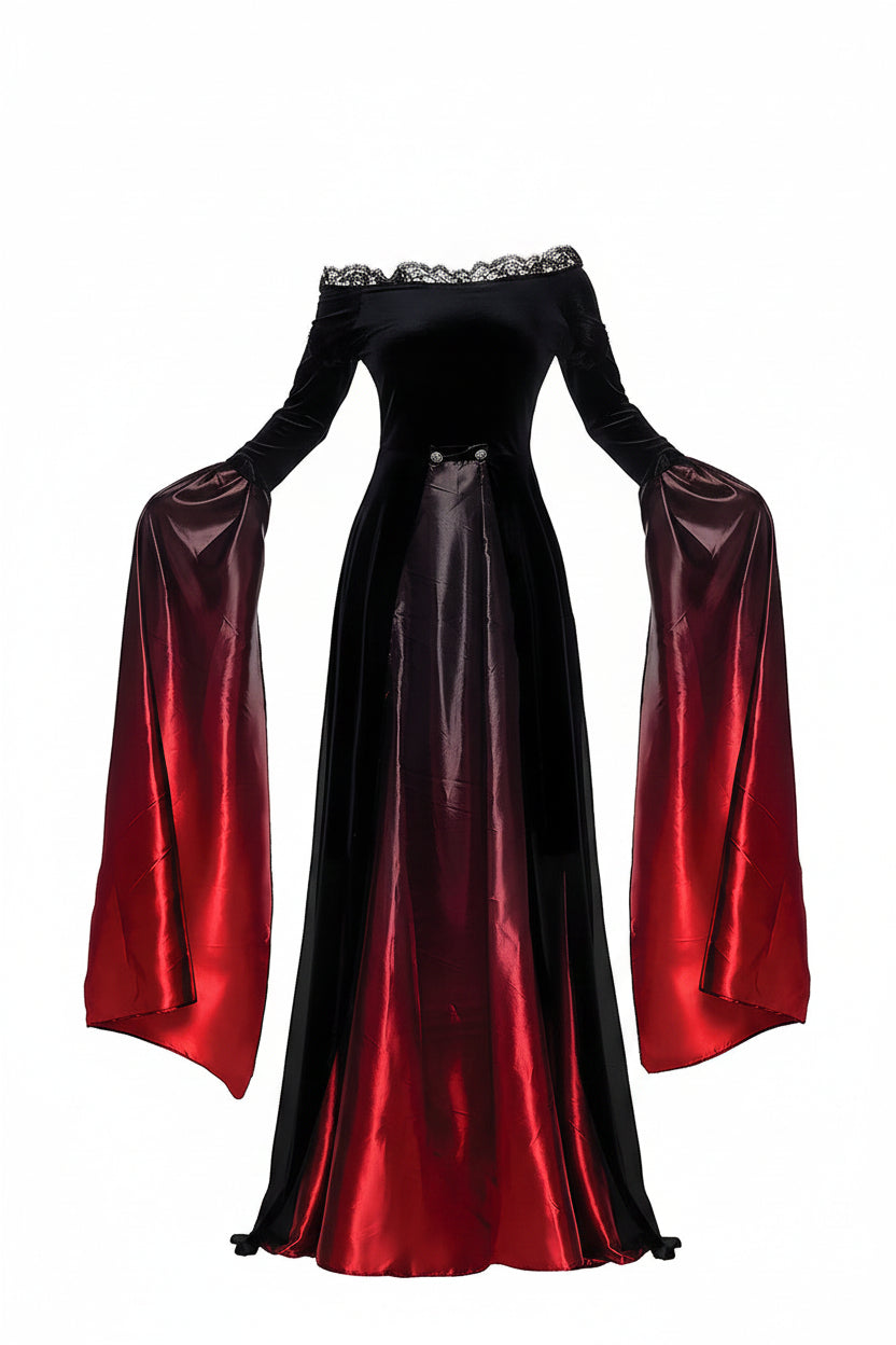 Robe Reine Vampire pour femme avec manches trompette ombrées 1