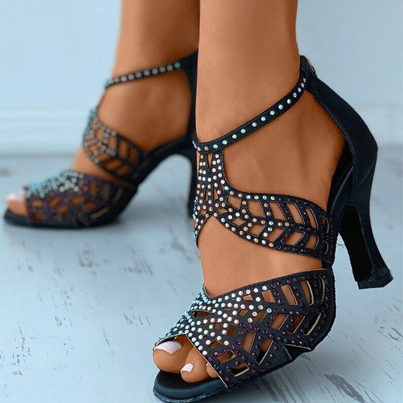 Sandales à talon avec brides découpées et bout ouvert pour femme-Women Heels-Gigié