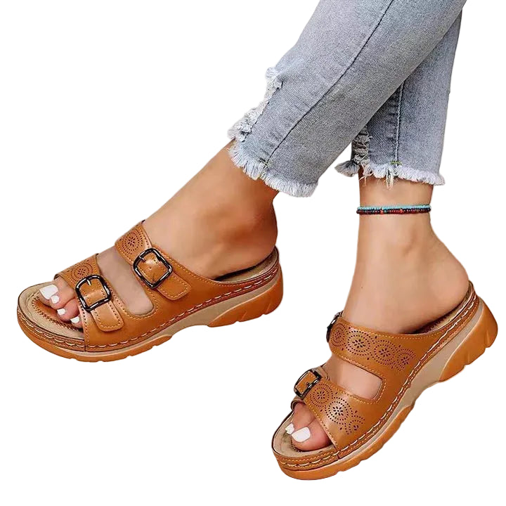 Sandales Femme à Double Boucle et Bout Ouvert-Women Shoes-Gigié