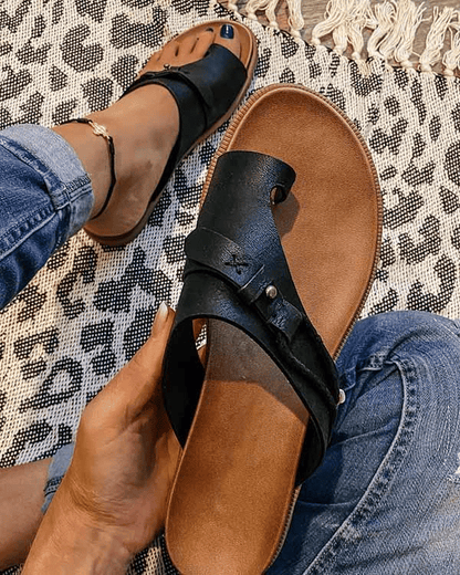 Sandales Ouvertes pour Femme de Type Slide avec Doubles Brides et Boucles-Men Shoes-Gigié