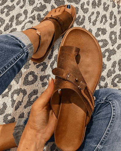 Sandales Ouvertes pour Femme de Type Slide avec Doubles Brides et Boucles-Men Shoes-Gigié