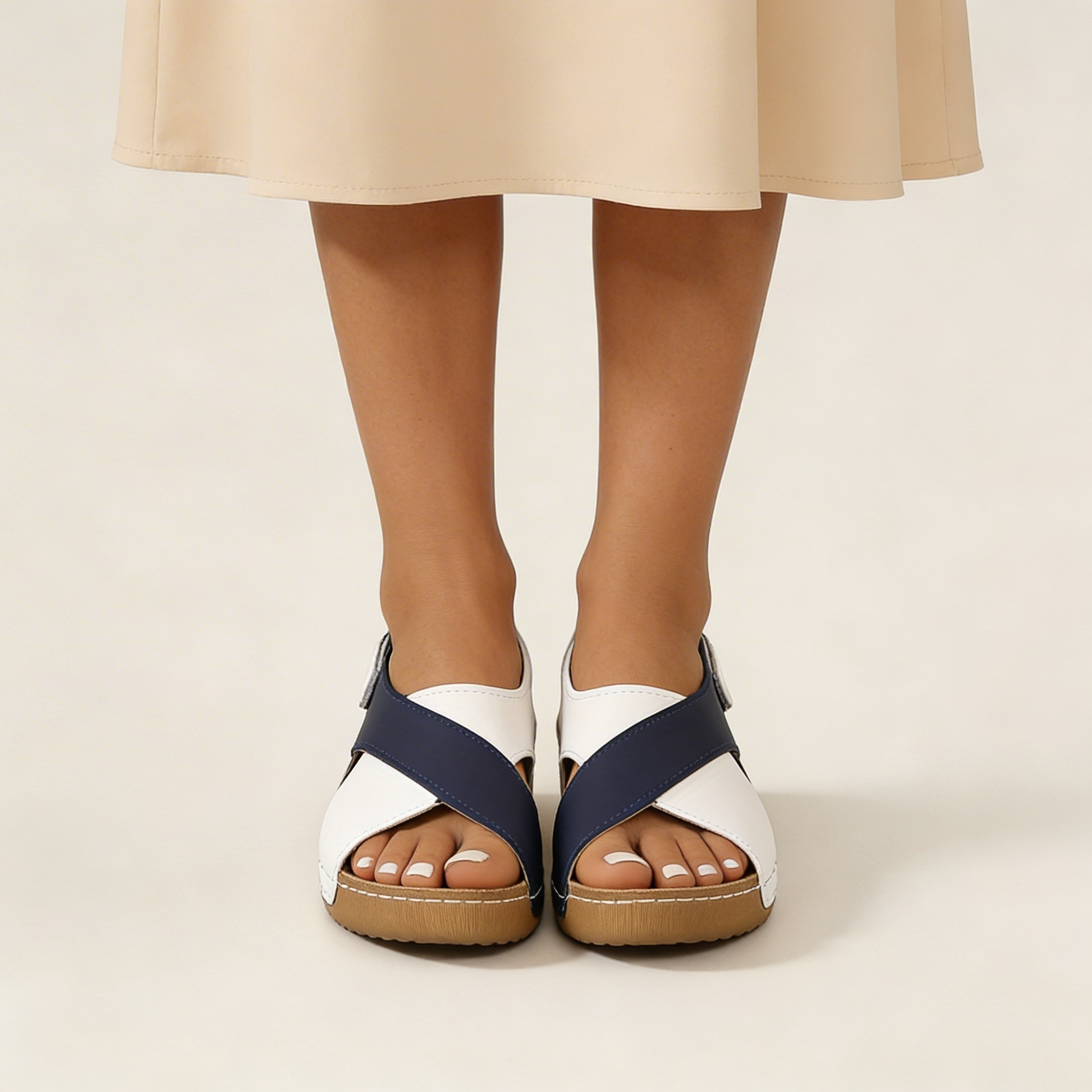 Women Sandals Wedge Heel Open Toe Ankle Strap Closure 3