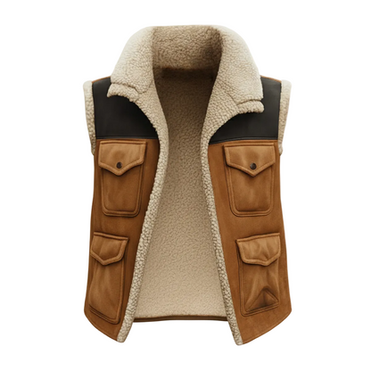Gilet Homme Sans Manches Utilitaire avec Doublure Texturée et Poches Plaquées