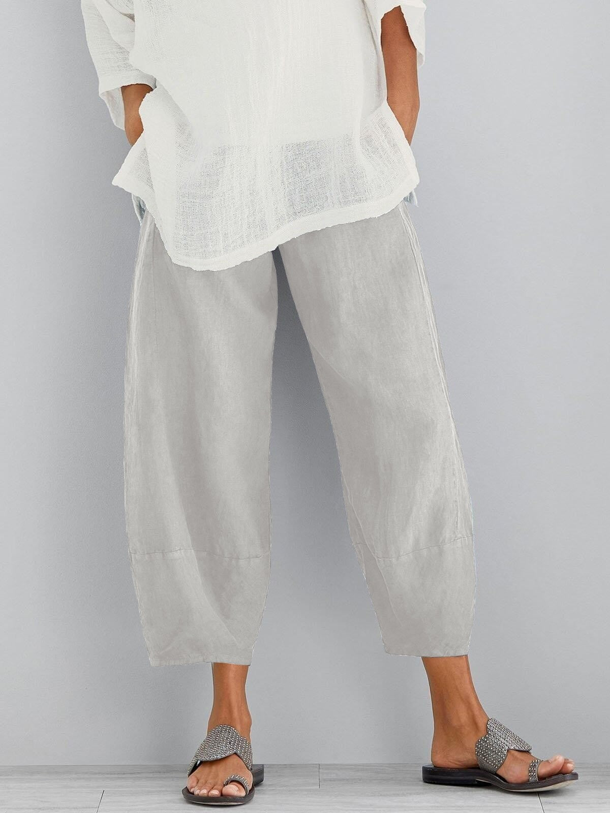 Pantalon femme avec taille élastique et jambe large