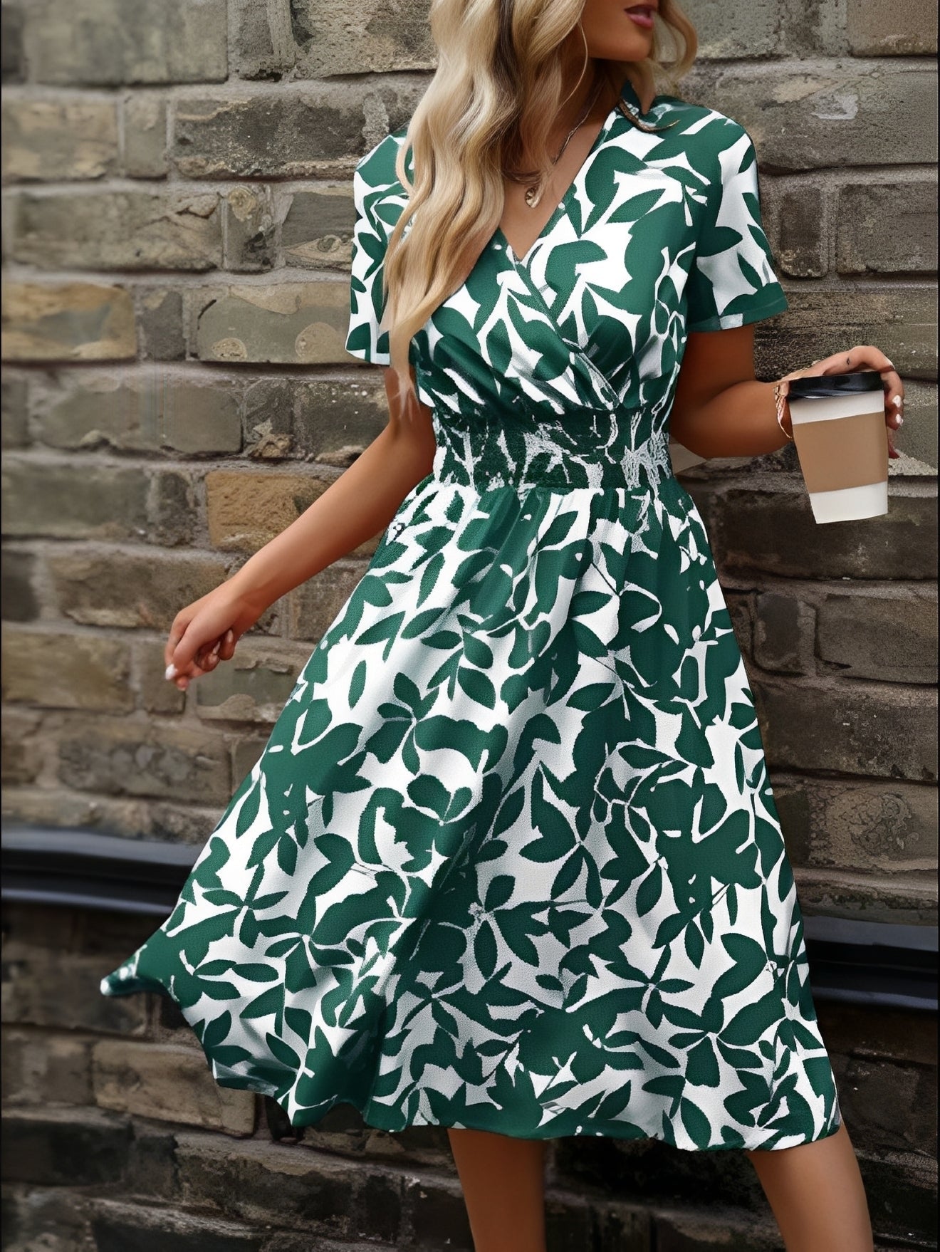 Robe courte femme sans manches avec encolure en V et jupe étagée