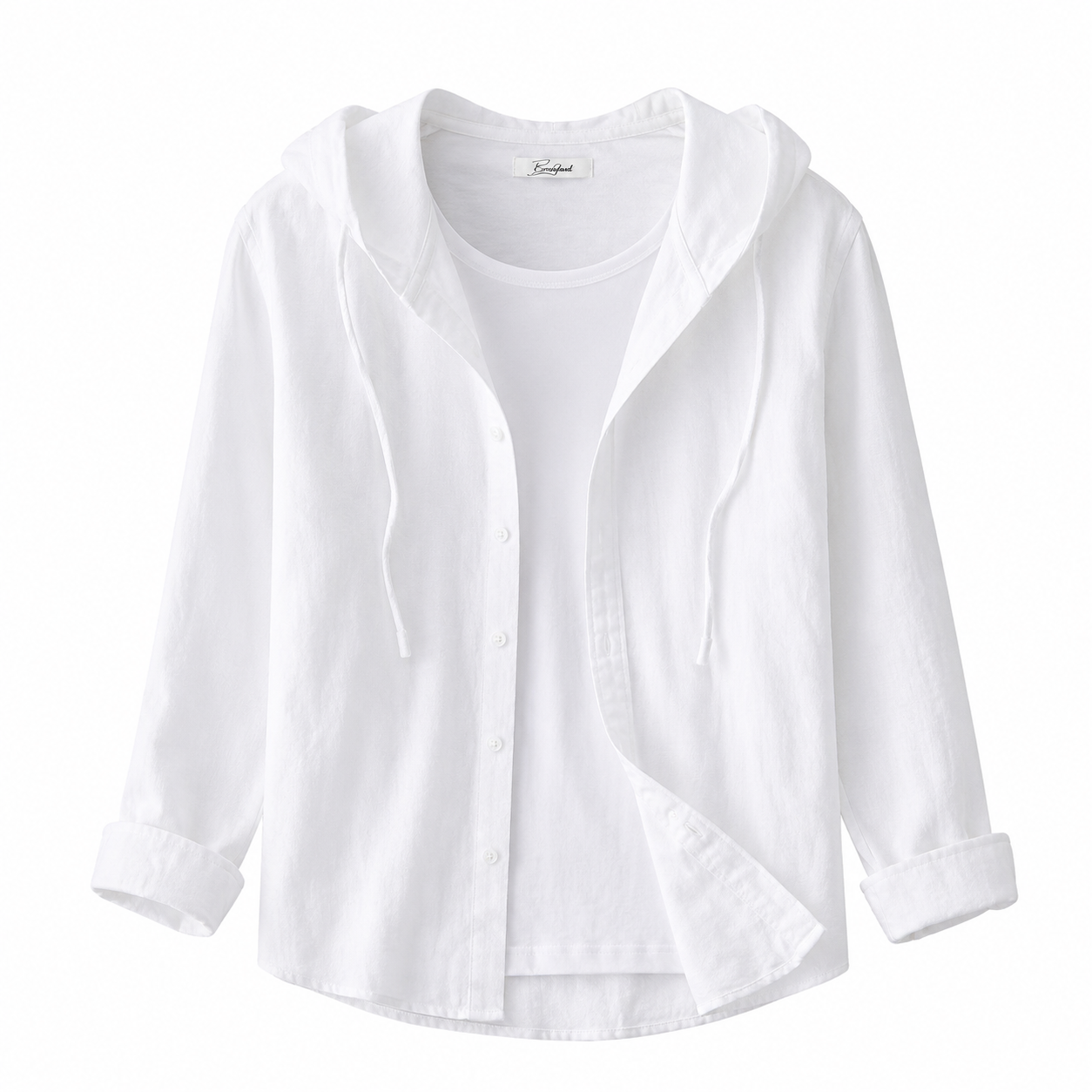 Chemise femme à capuche avec fermeture boutonnée