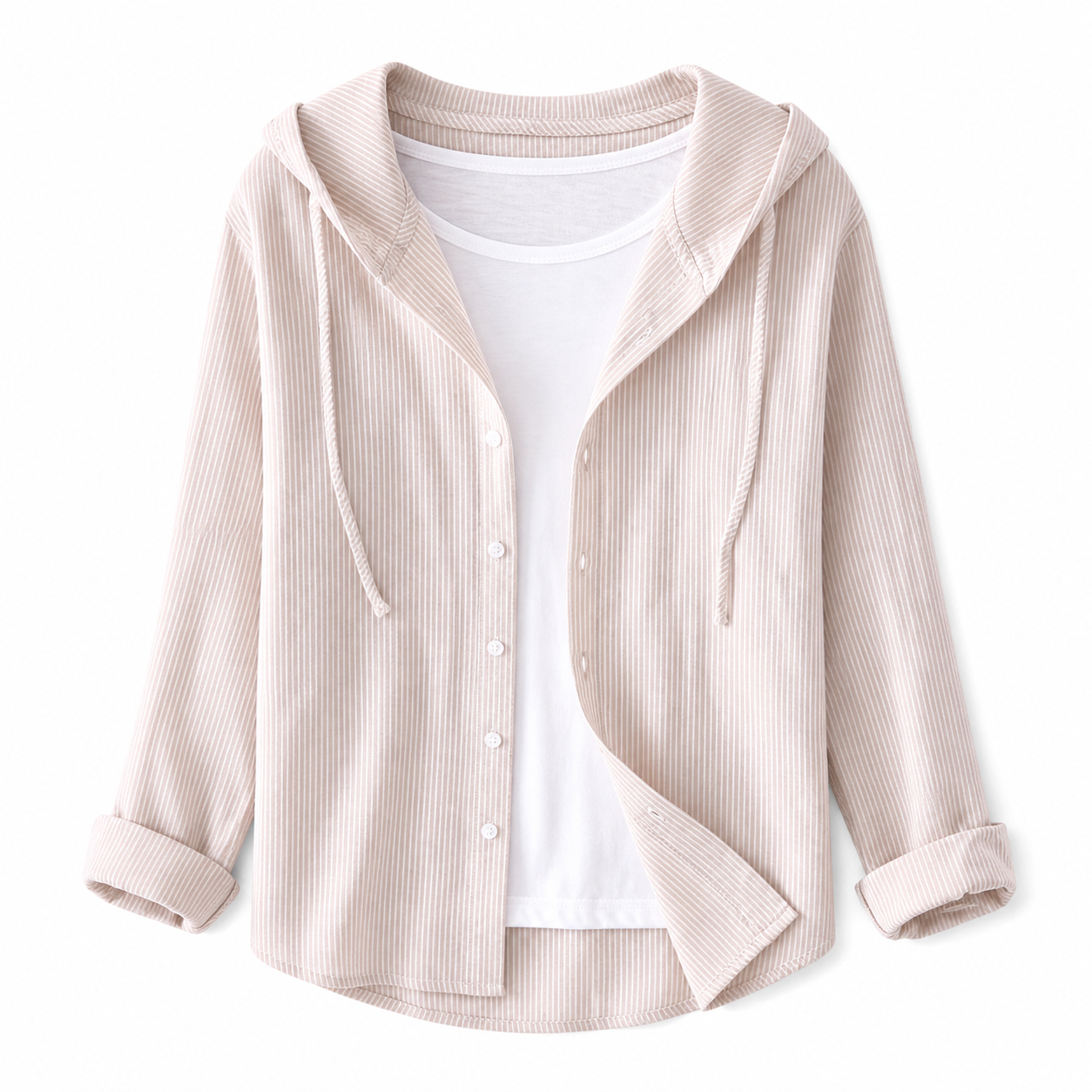 Chemise femme à capuche avec fermeture boutonnée