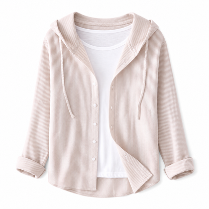 Chemise femme à capuche avec fermeture boutonnée