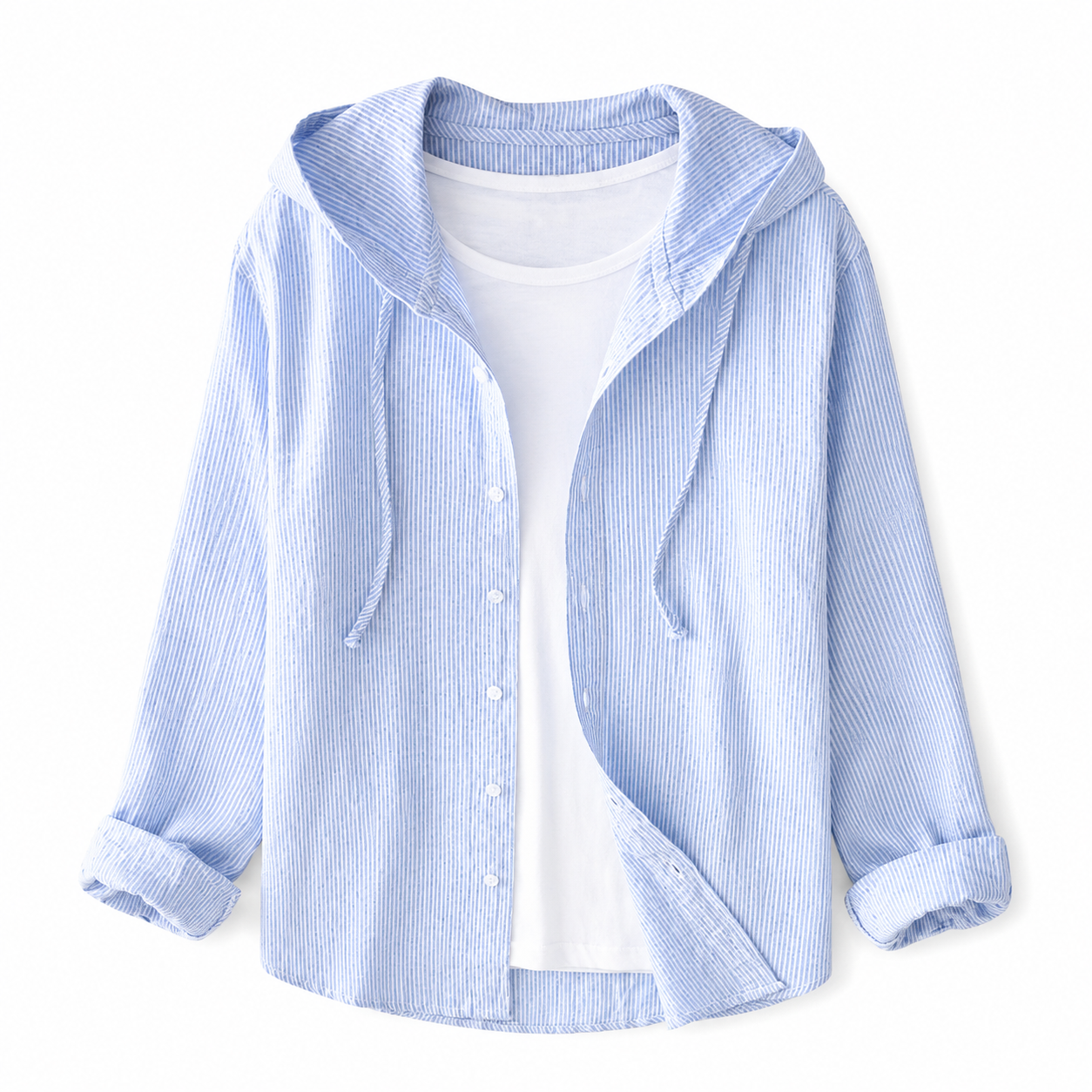 Chemise femme à capuche avec fermeture boutonnée