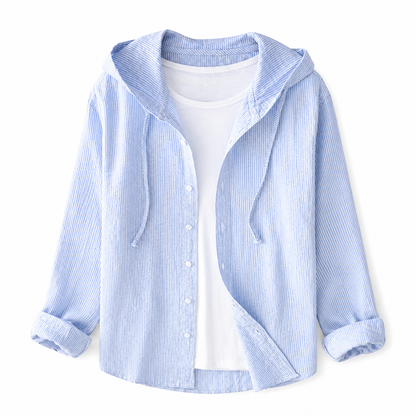 Chemise femme à capuche avec fermeture boutonnée