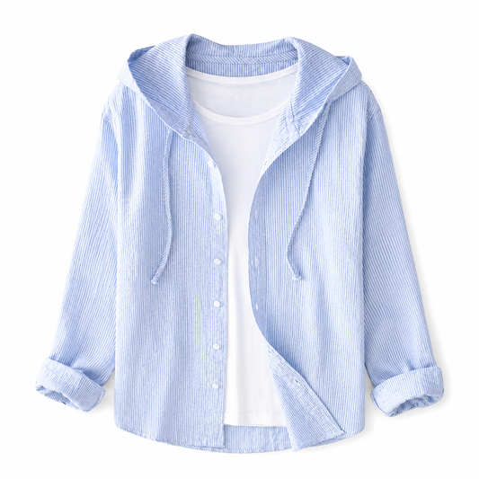 Chemise femme à capuche avec fermeture boutonnée