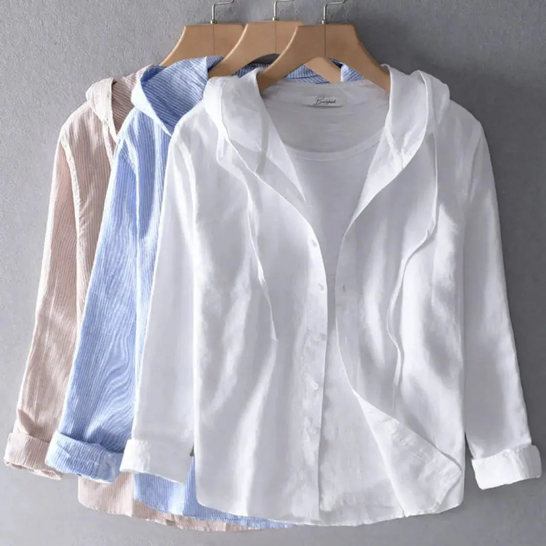 Chemise femme à capuche avec fermeture boutonnée