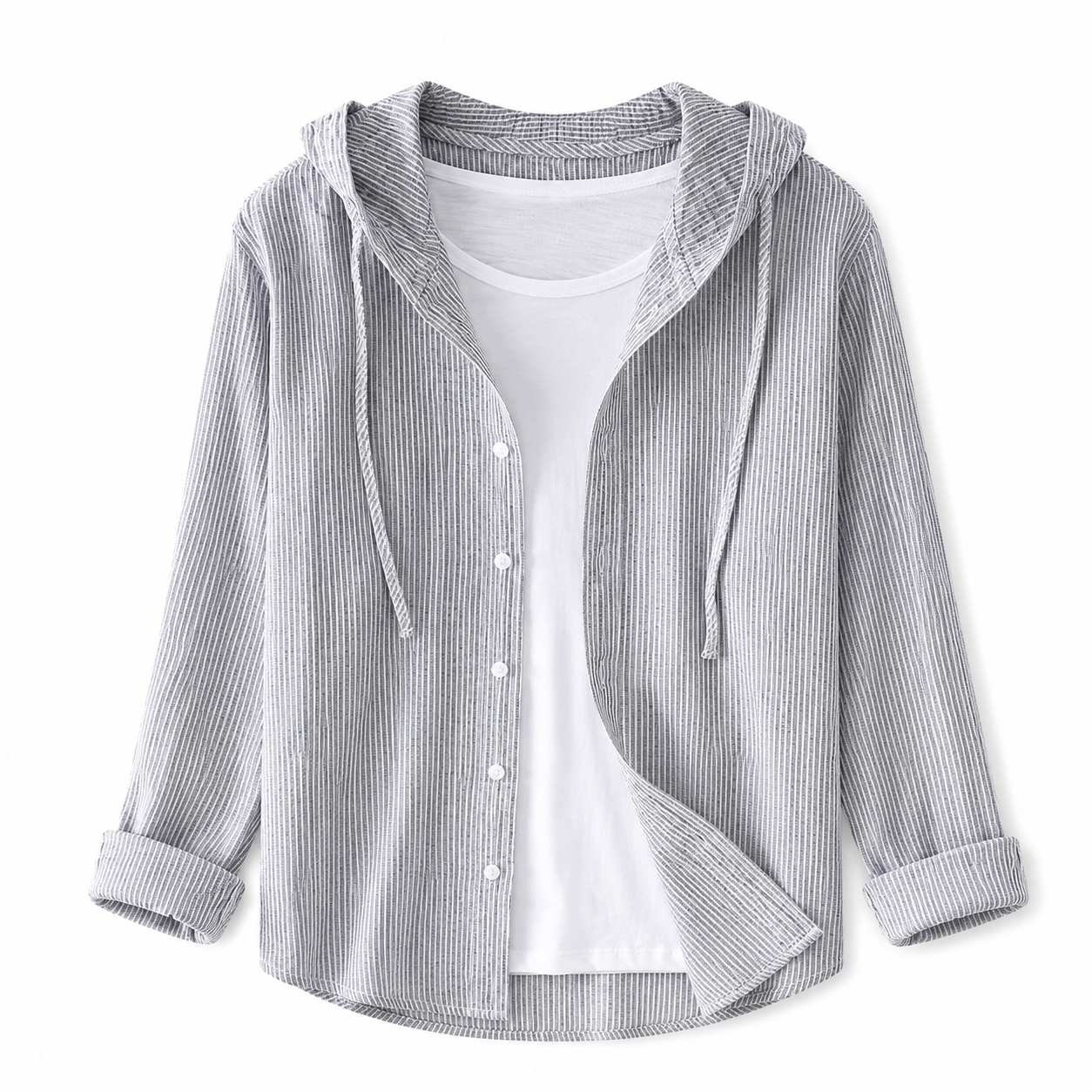 Chemise femme à capuche avec fermeture boutonnée
