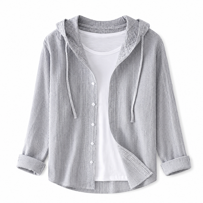Chemise femme à capuche avec fermeture boutonnée