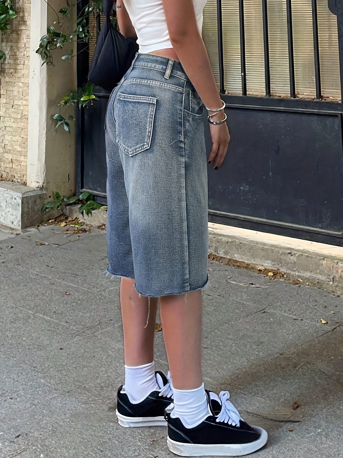 Shorts Bermuda en jean taille haute pour femme 3