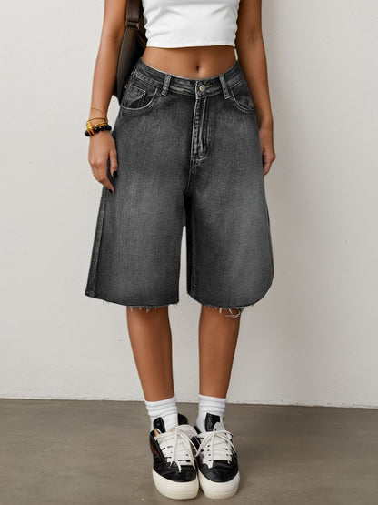 Shorts Bermuda en jean taille haute pour femme 4