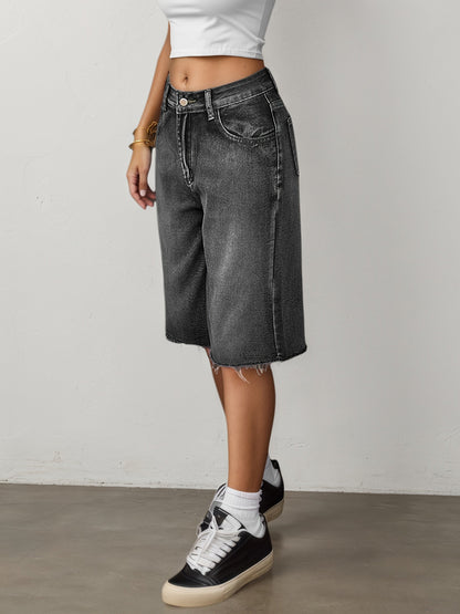 Shorts Bermuda en jean taille haute pour femme 5