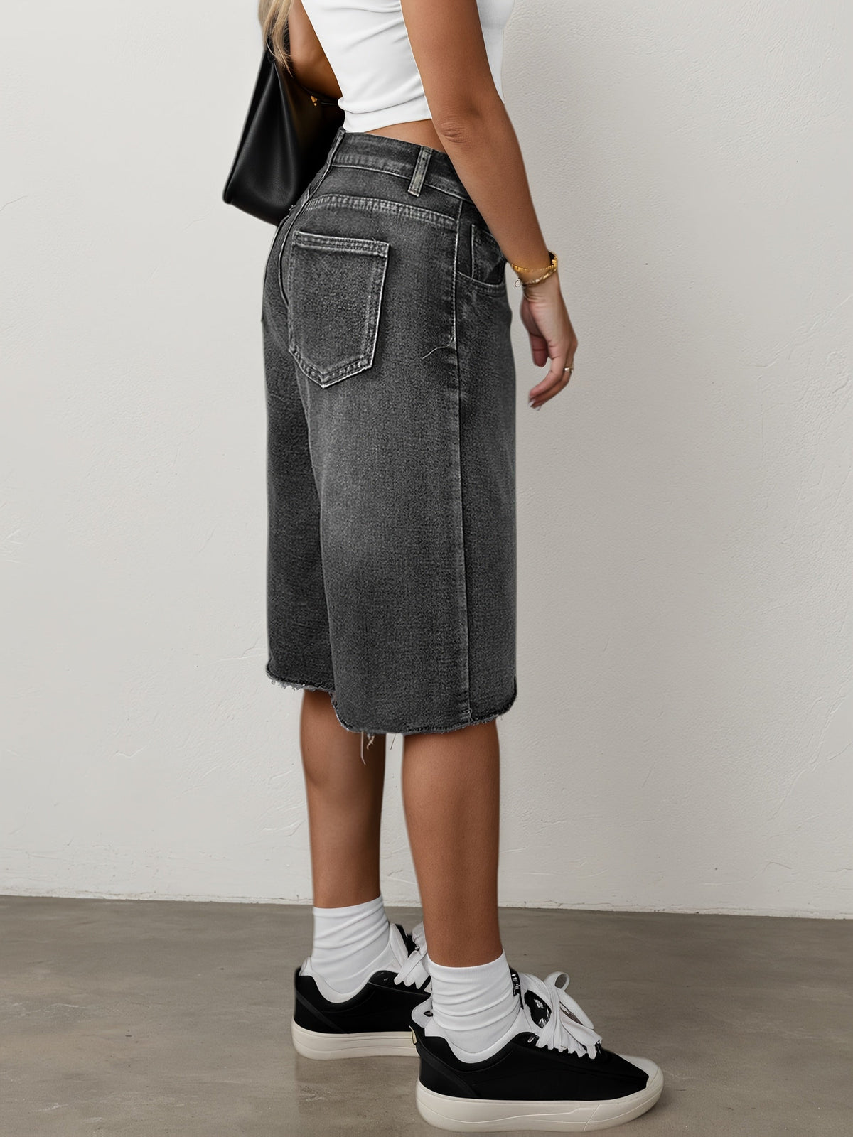 Shorts Bermuda en jean taille haute pour femme 6