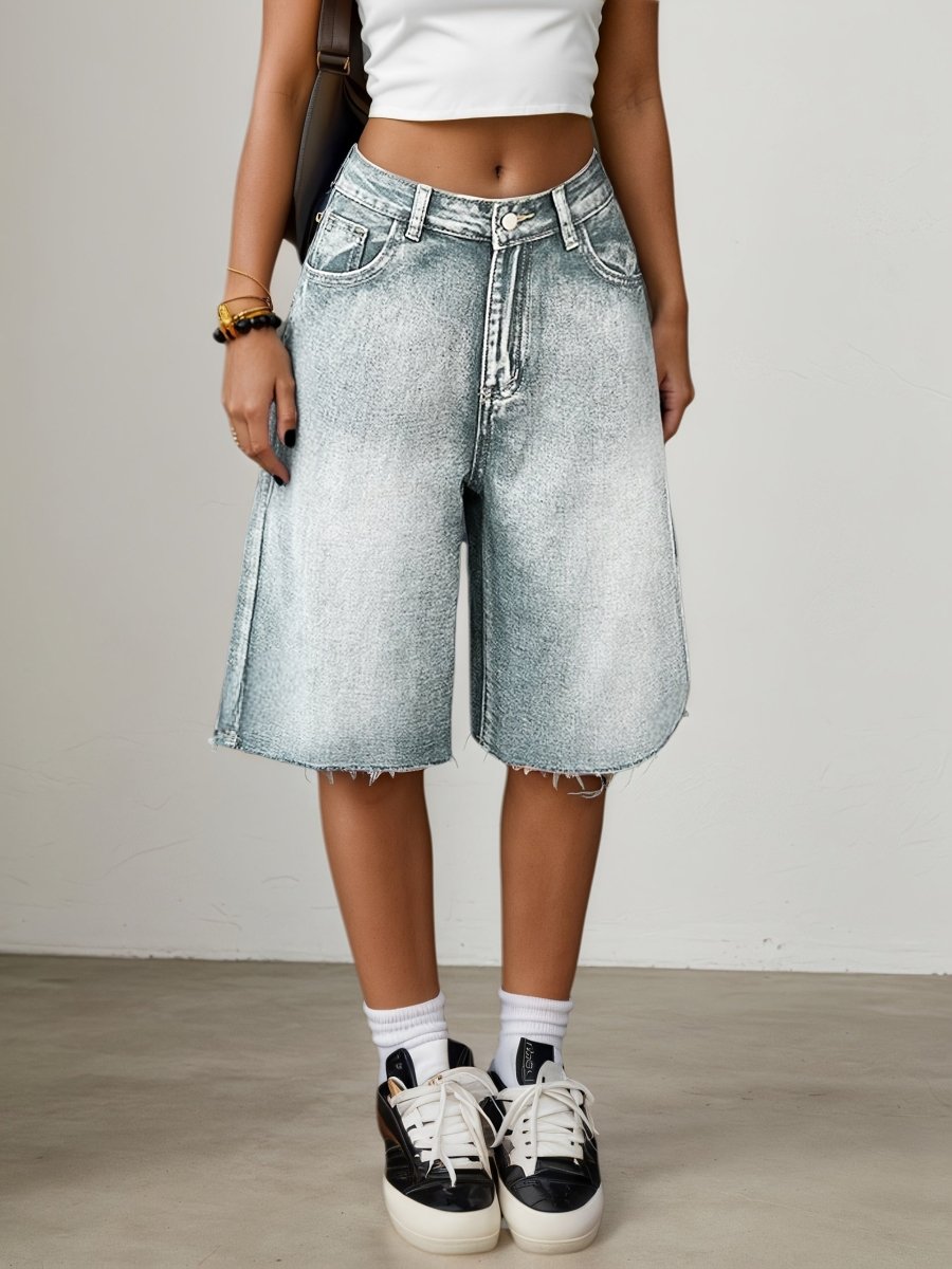 Shorts Bermuda en jean taille haute pour femme 7