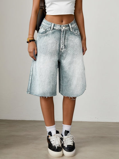 Shorts Bermuda en jean taille haute pour femme 7